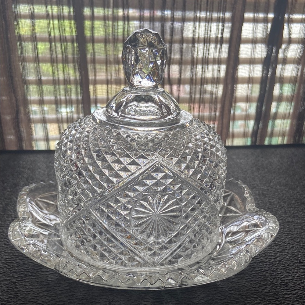 Elegant Crystal Butter Dish